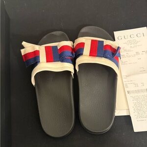 Gucci Slides with Red and Blue Accents